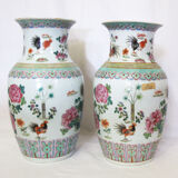 Pair of chinese porcelain vases pink family