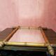 Old bamboo style wooden mirror 44x53 vintage