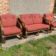 Vintage rattan lounge set 1 bench and 2 armchairs