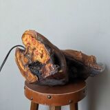 Olive wood lamp base folk art country decoration