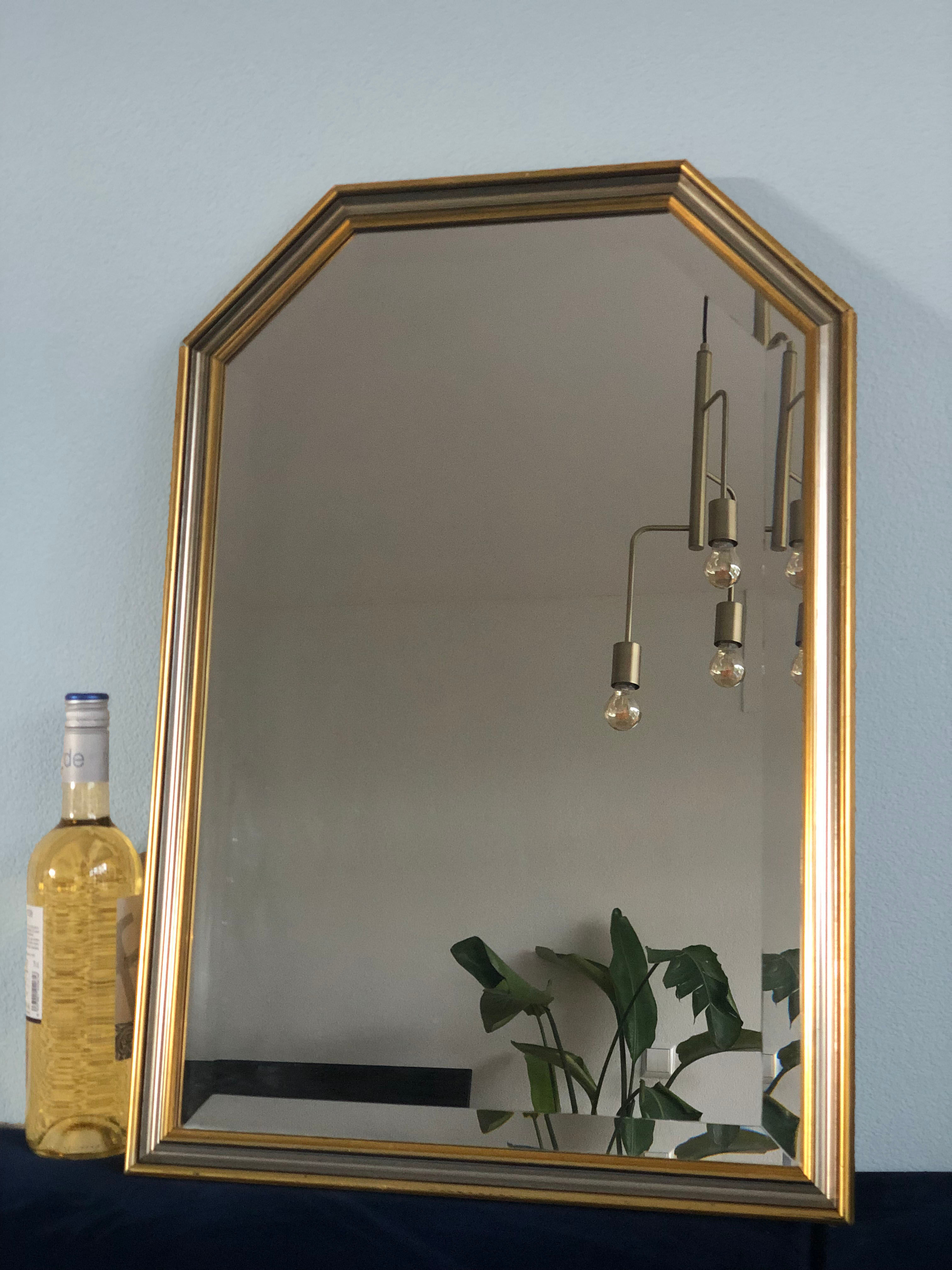 Vintage facet-cut mirror in gold and silver 1970s