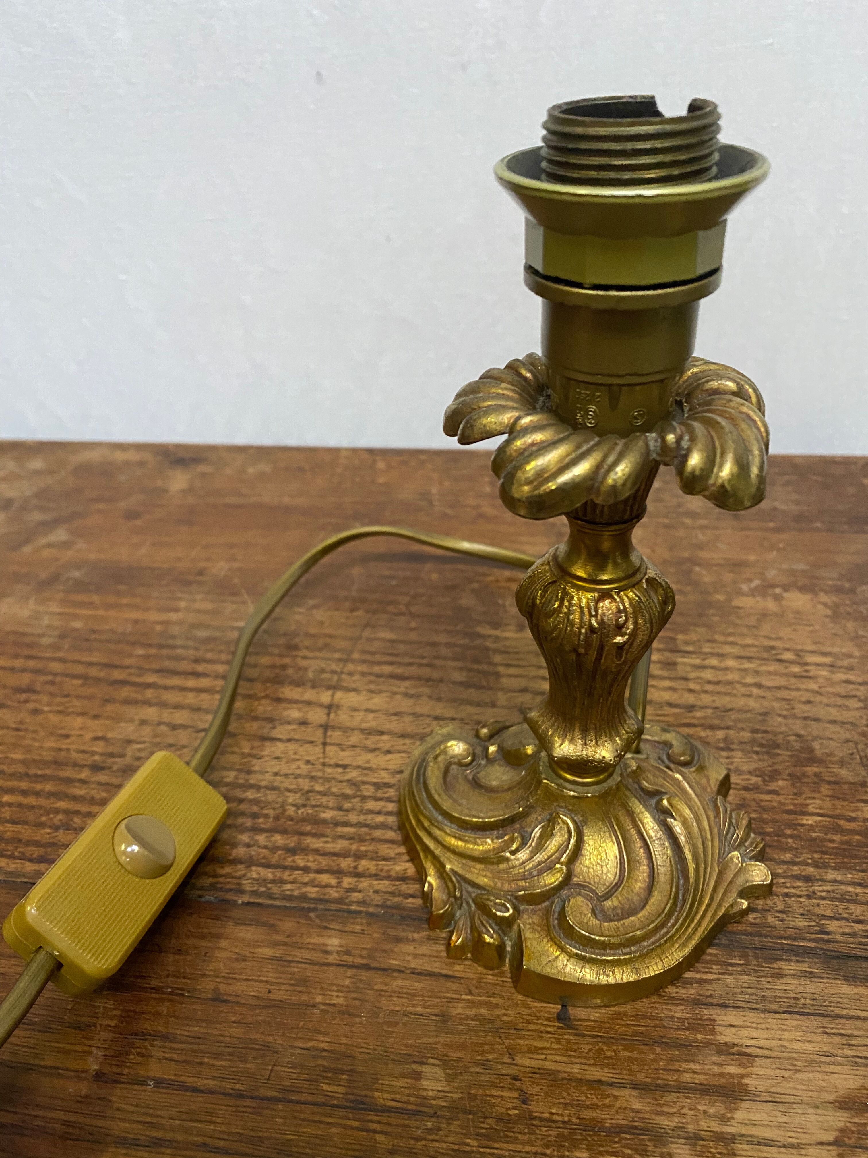 Louis XV style brass lamp foot floral motif and scrolls