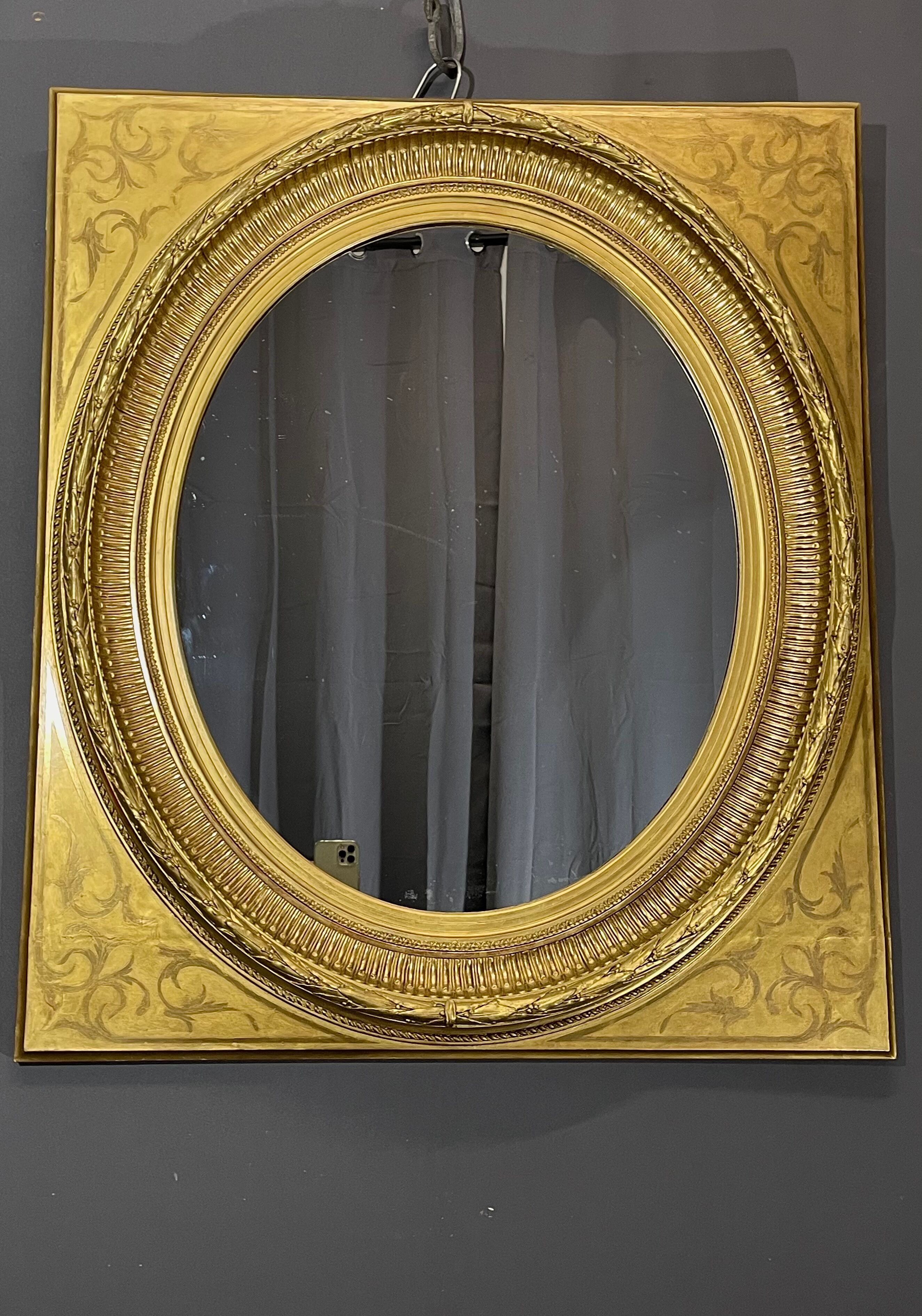 Miroir h88 x76 cm époque napoléon iii doute feuille d’or bon état