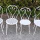 Salon de jardin 1 table 3 chaises 1 fauteuil fer forgé blanc ancien