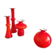 Arrangement of 4 red glass 'Carnaby' vases by Per Lütken for Holmegaard, Denmark 1960's