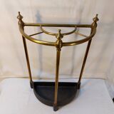 Victorian style half-moon umbrella stand in brass and cast iron