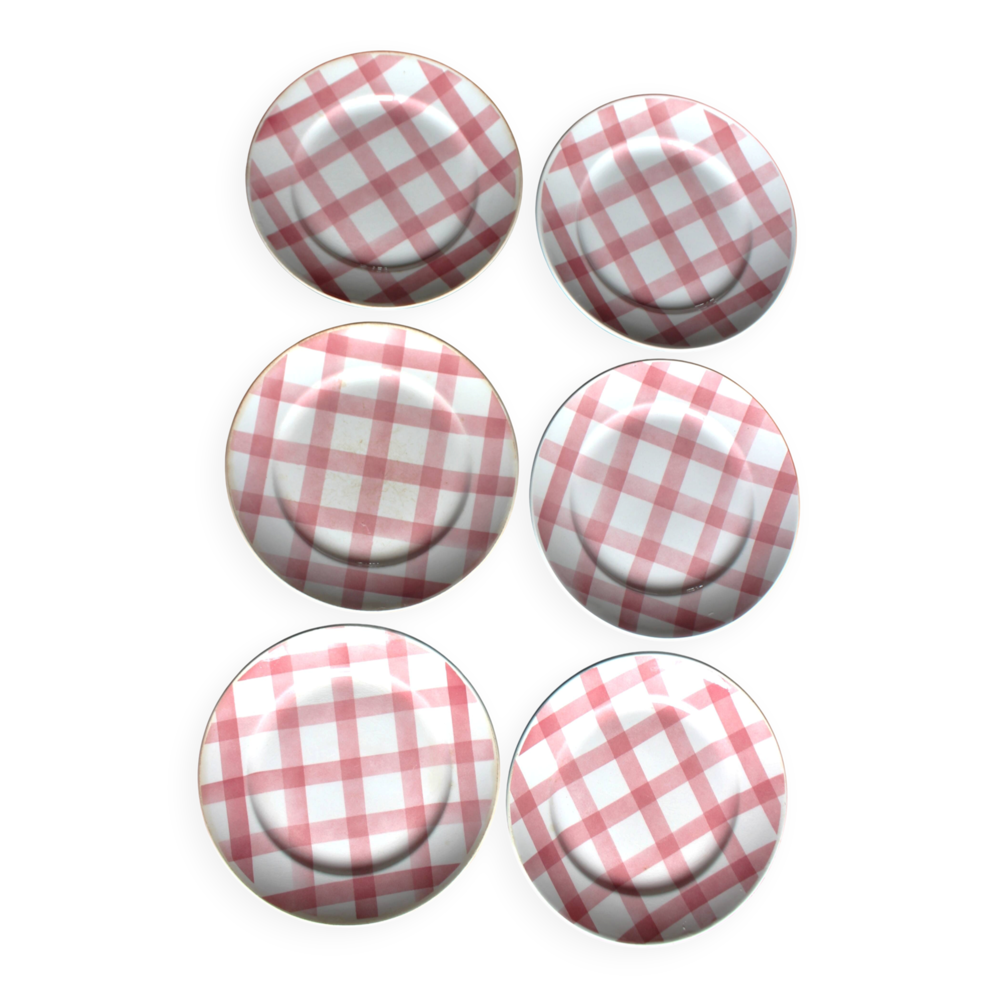 A set of 6 flat plates Nappe Rose Moulin des Loups