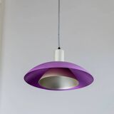 Purple, Green and Silver Metal Ceiling Lamp - 1980s Memphis-Postmodern Pop Art Pendant
