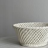 White woven ceramic basket