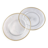 Pair of Louis XVI style forget-me-not dishes/plates in crystal mounted in solid silver and vermeil