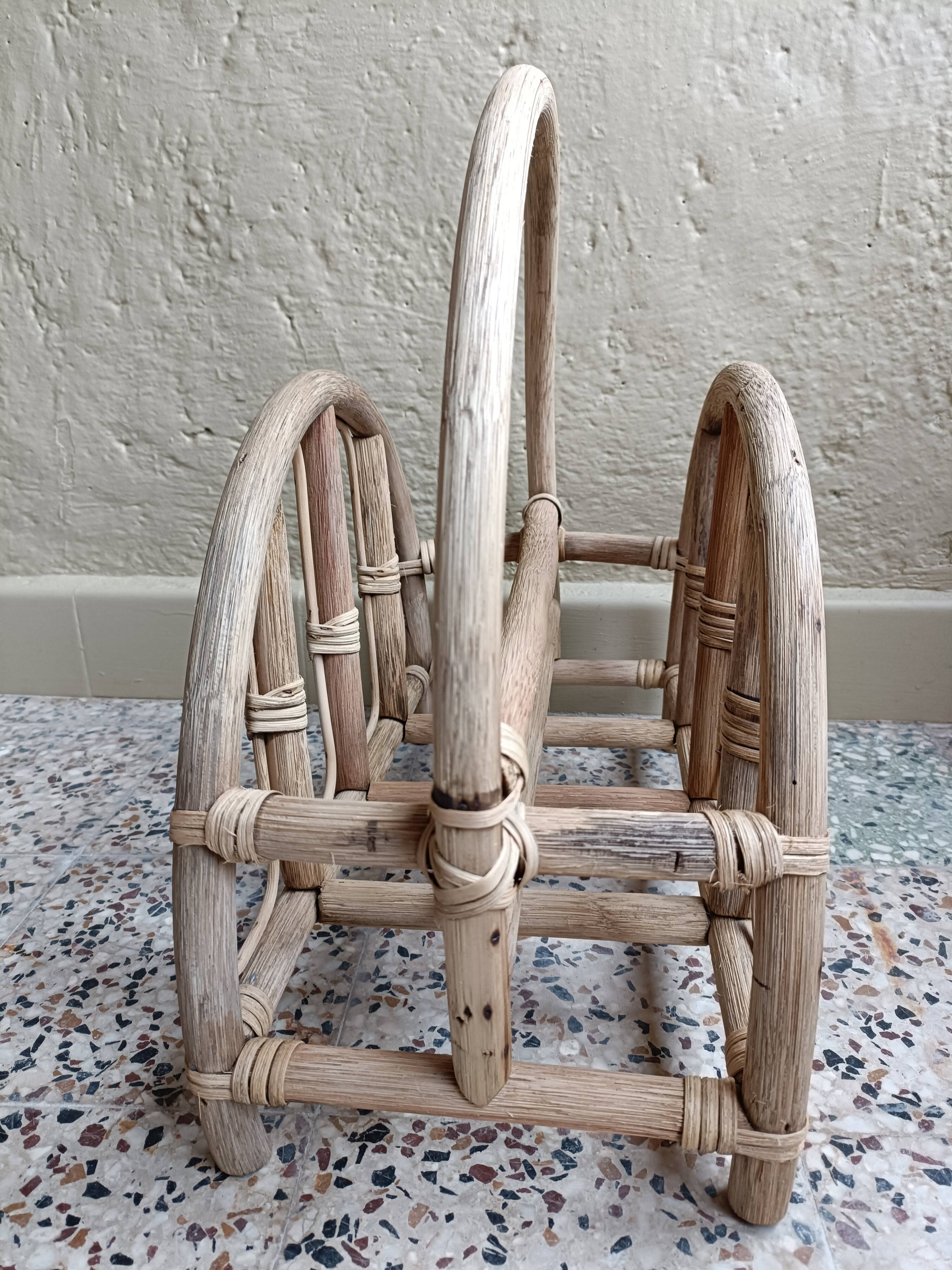 Refurbished rattan magazine rack