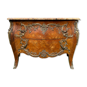 Chest of drawers marquetry & bronze style Louis XV