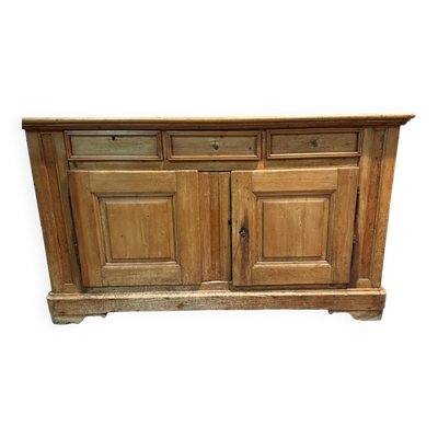 Buffet enfilade en sapin XIXeme à 2 portes 3 tiroirs