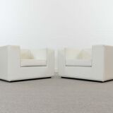 Pair of vintage Throw Away Armchairs by Willie Landels for Zanotta, white Vinyl