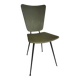 Set of 4 modernist chairs in black metal and green upholstery - 50s