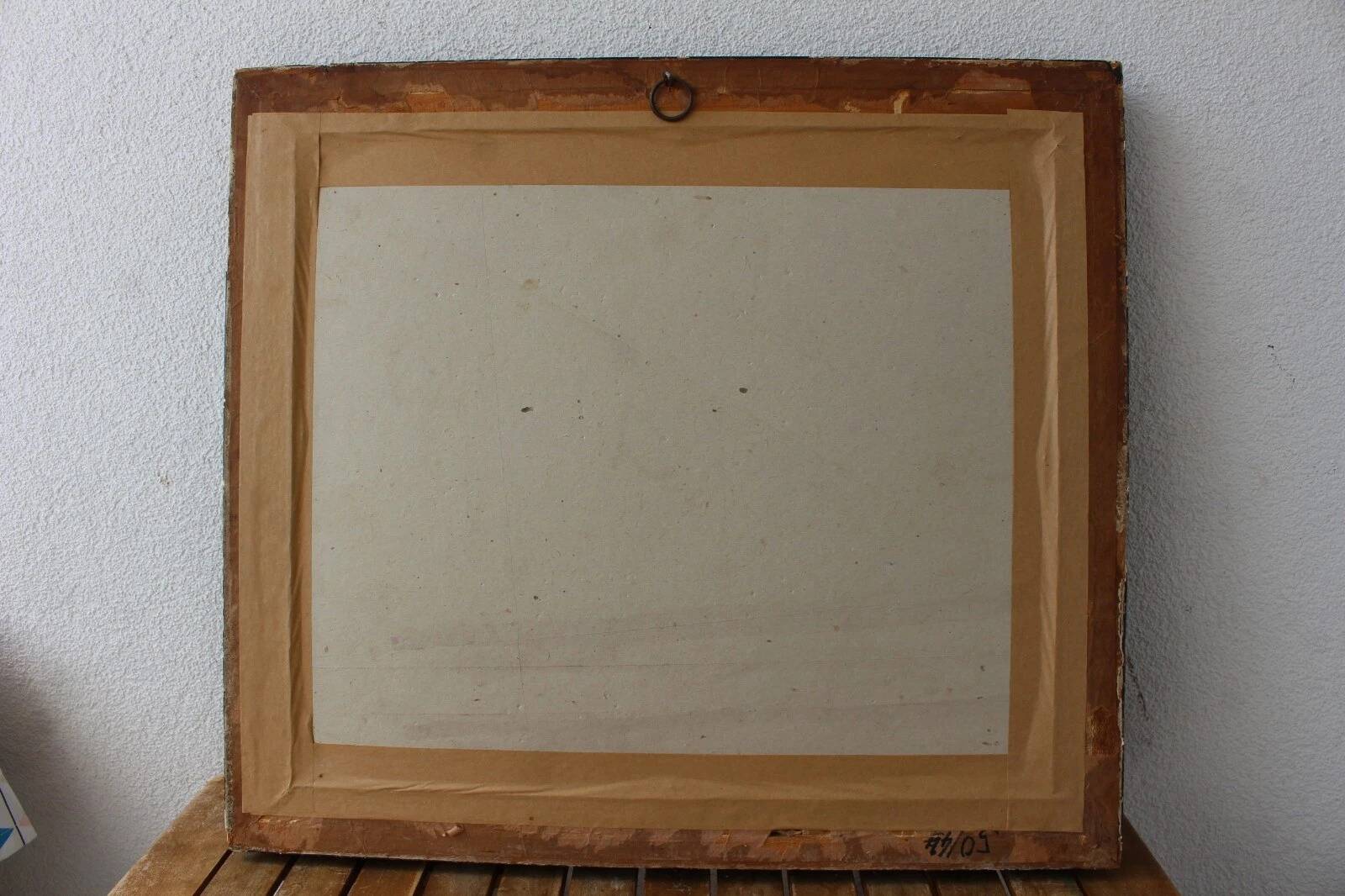 Peinture à l'huile sur toile encadrée représentant un village cubiste de Bela Kadar, années 1970