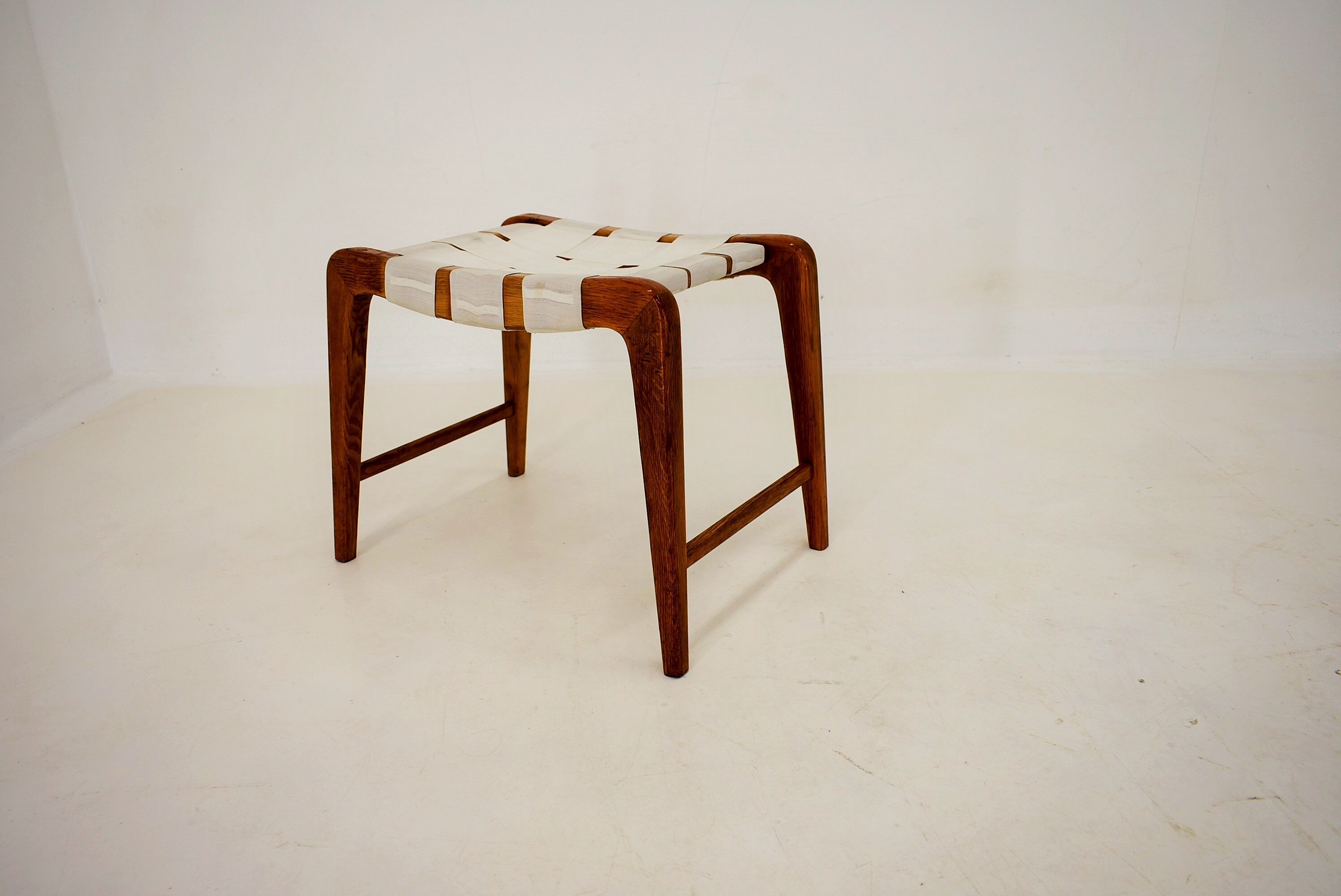 1940s, Jan Vanek Sculptural Oak Stool or Ottoman, Czechoslovakia