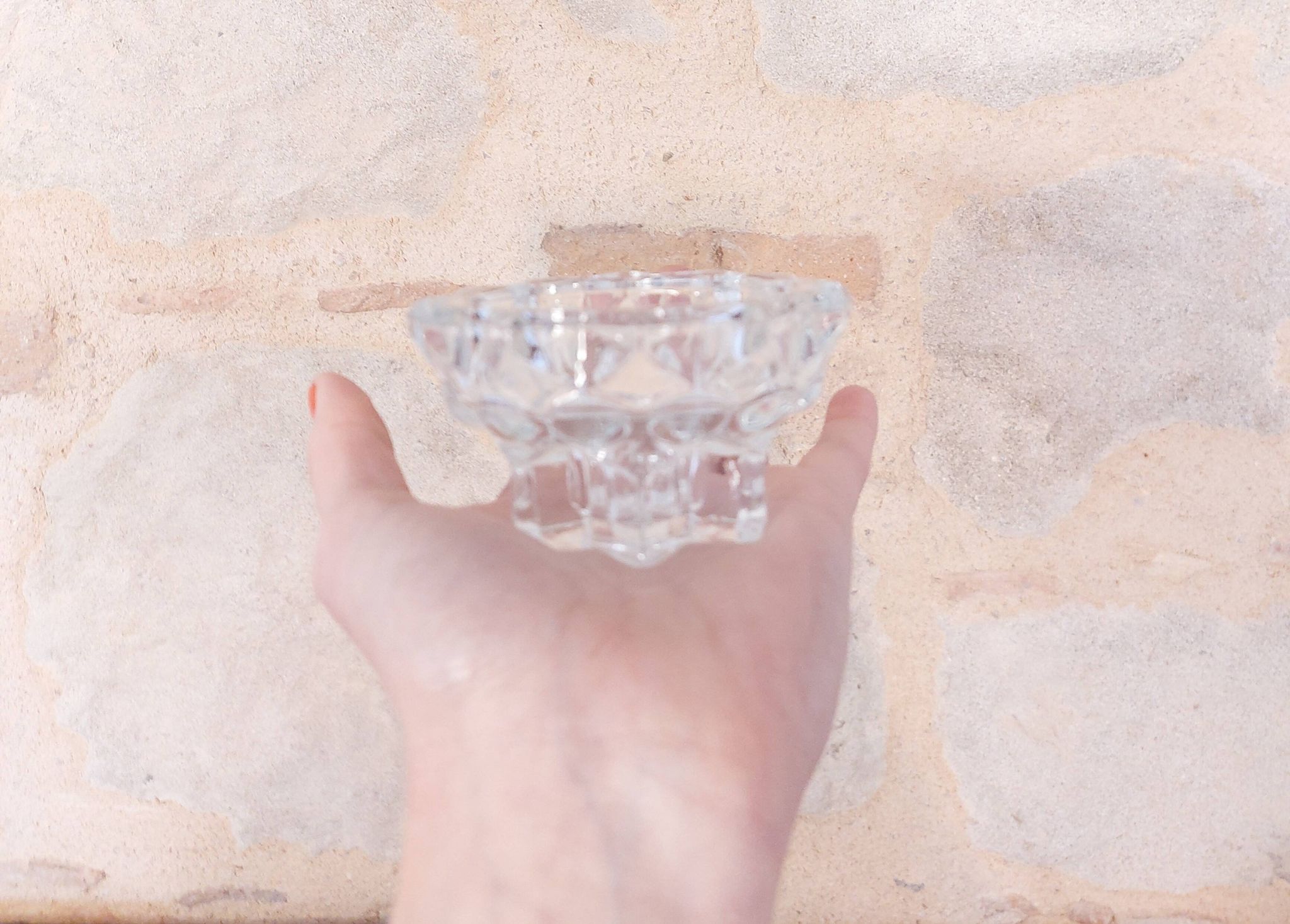 Pair of star pattern glass candle holders