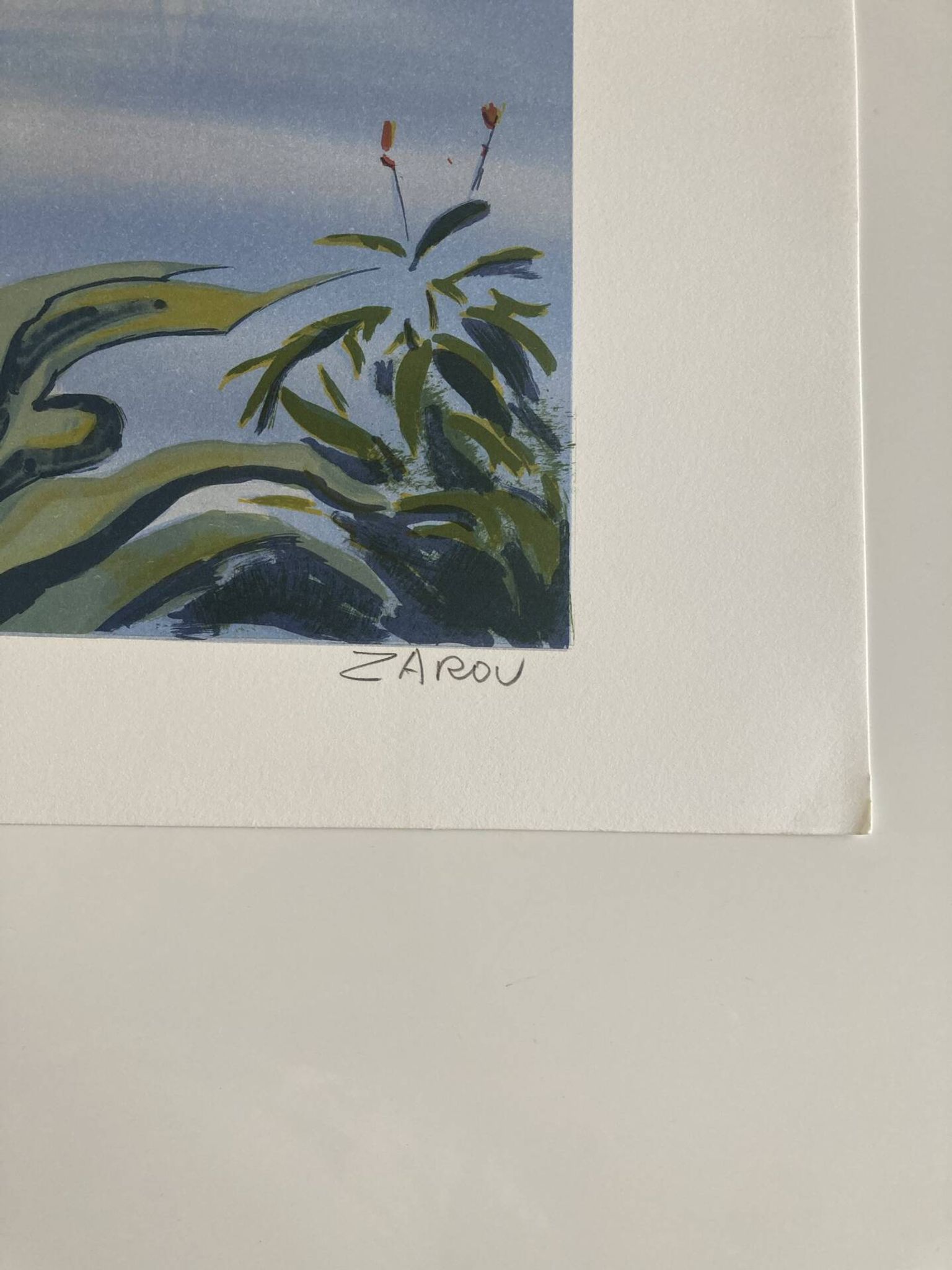 Lithograph signed by the French artist Victor ZAROU - Coastal view