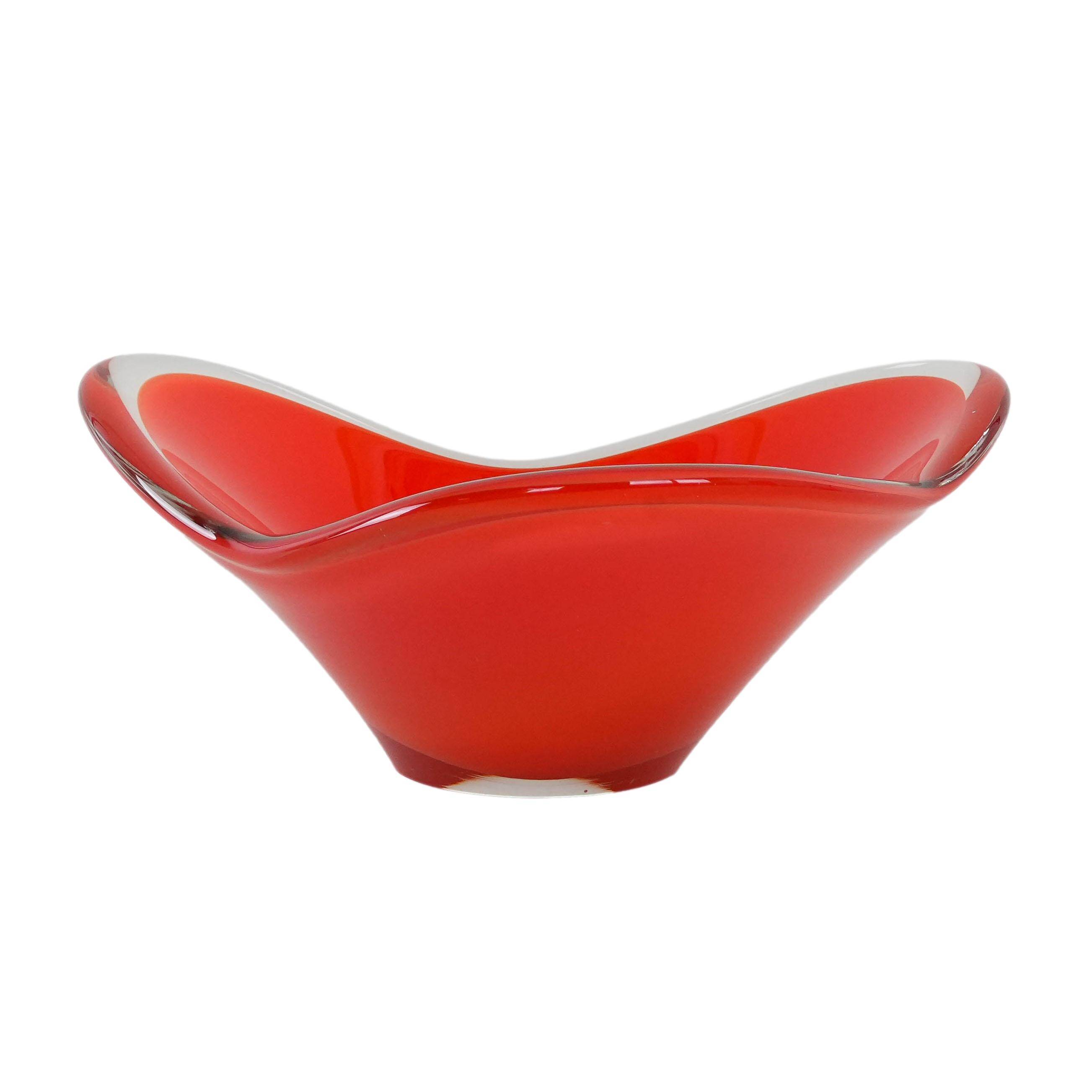 Red platter, Murano glass, Italian design, 1960s, made in Italy