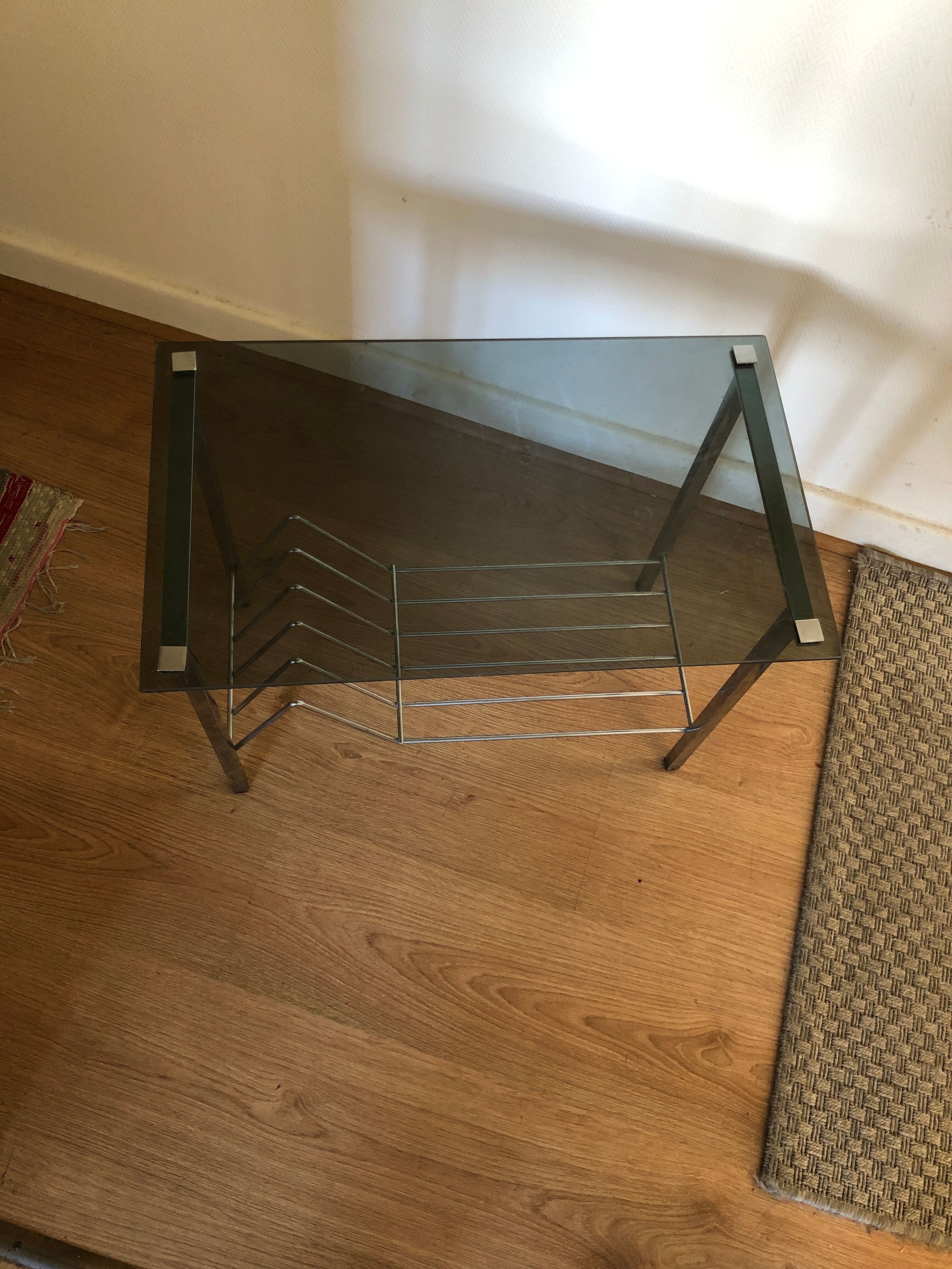 Side Table carries vintage magazines 70s