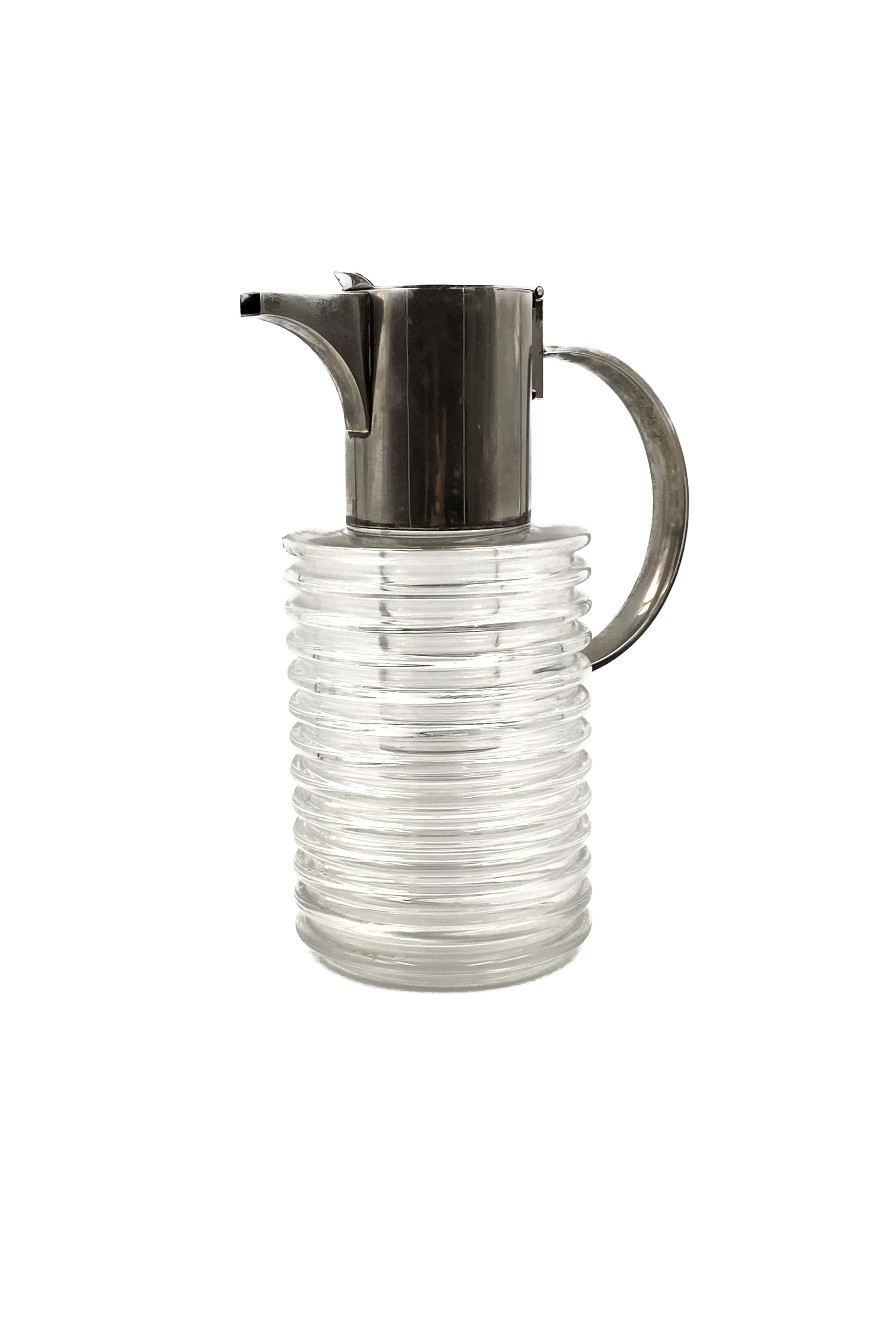 Sergio Asti silverplated and glass jug  Arnolfo di Cambio 1968