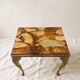 Table d’appoint vintage en marbre et finition bronze, style Louis XV