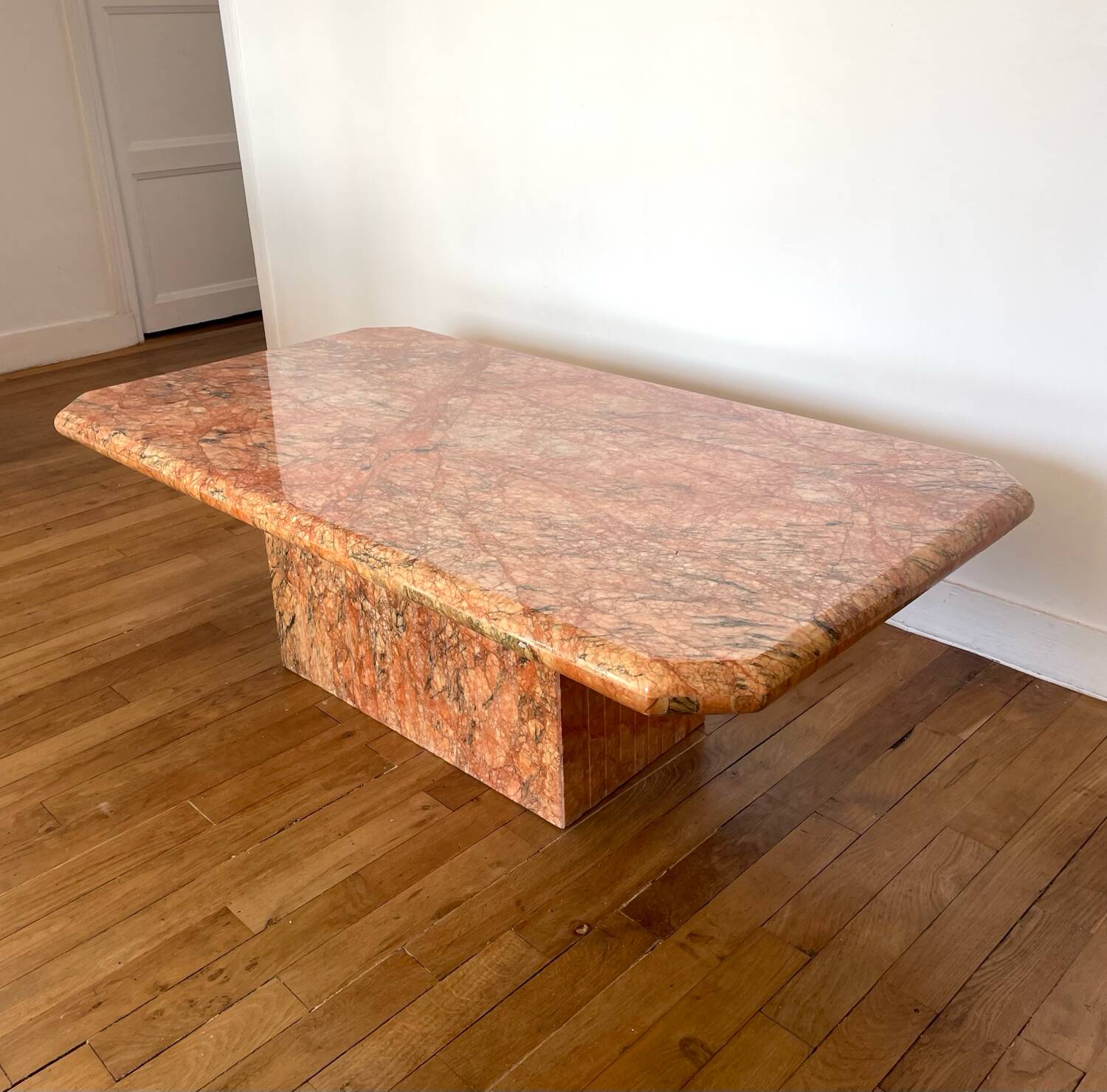 Pink marble coffee table