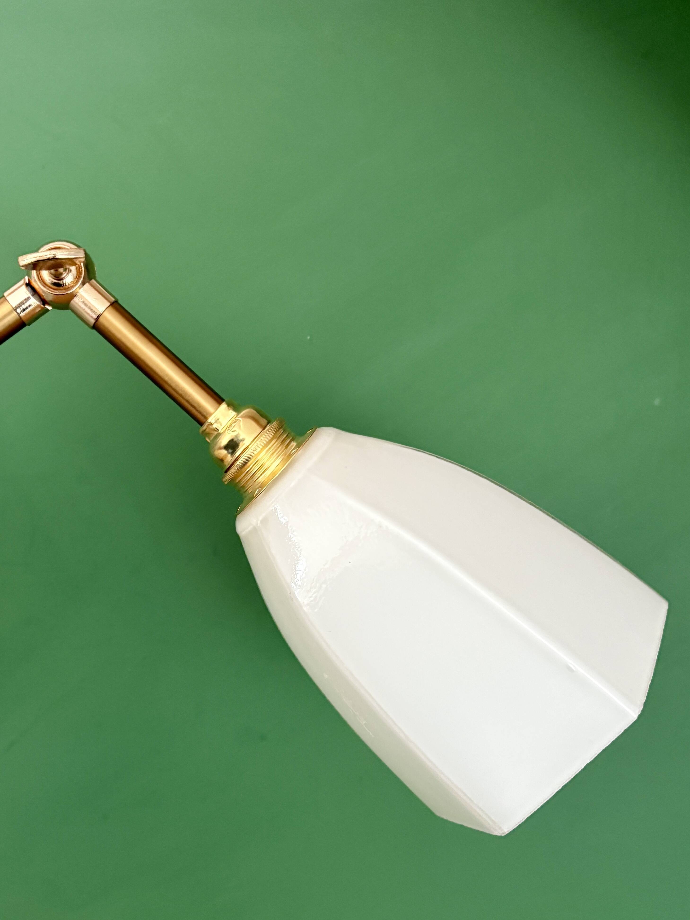 Vintage tulip wall light in white opaline