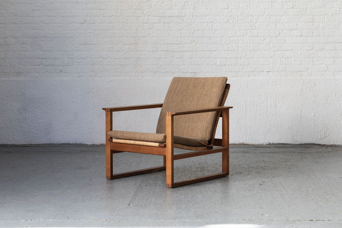 Set of 2 lounge chairs and one footrest by Borge Mogensen for Fredericia Denmark 1960’s
