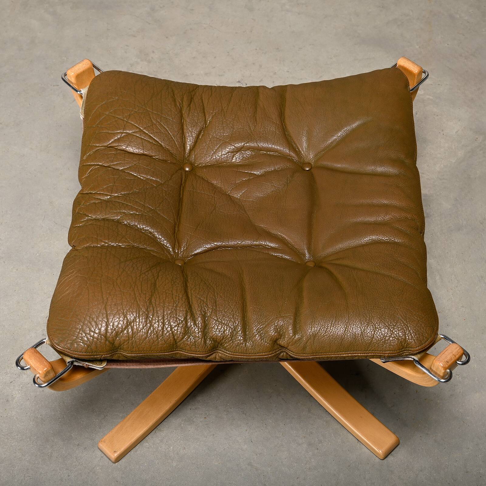 Sigurd Ressell Falcon Chair with Ottoman in brown leather for Vatne Møbler,