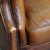 Set of 2 club chairs made of sheepskin leather
