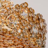 Gilt Brass and Crystal Glass Encrusted Chandeliers by Palwa, Germany, 1970s