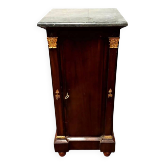 Table de chevet ancienne - colonne napoléon iii acajou marbre 19ème siècle