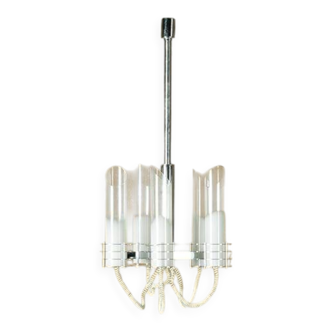 5 cylinder chrome and glass ceiling lamp, Italy 1970s