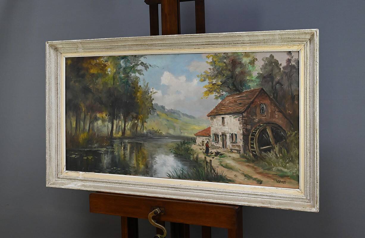 Large Painting “The Mill”, signed Reney – Part 1 of the 20th century