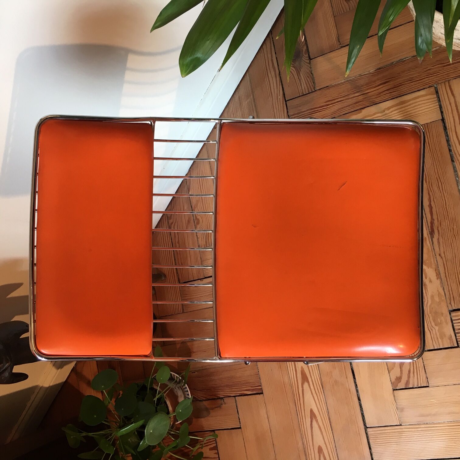 70s chrome metal and skai chair