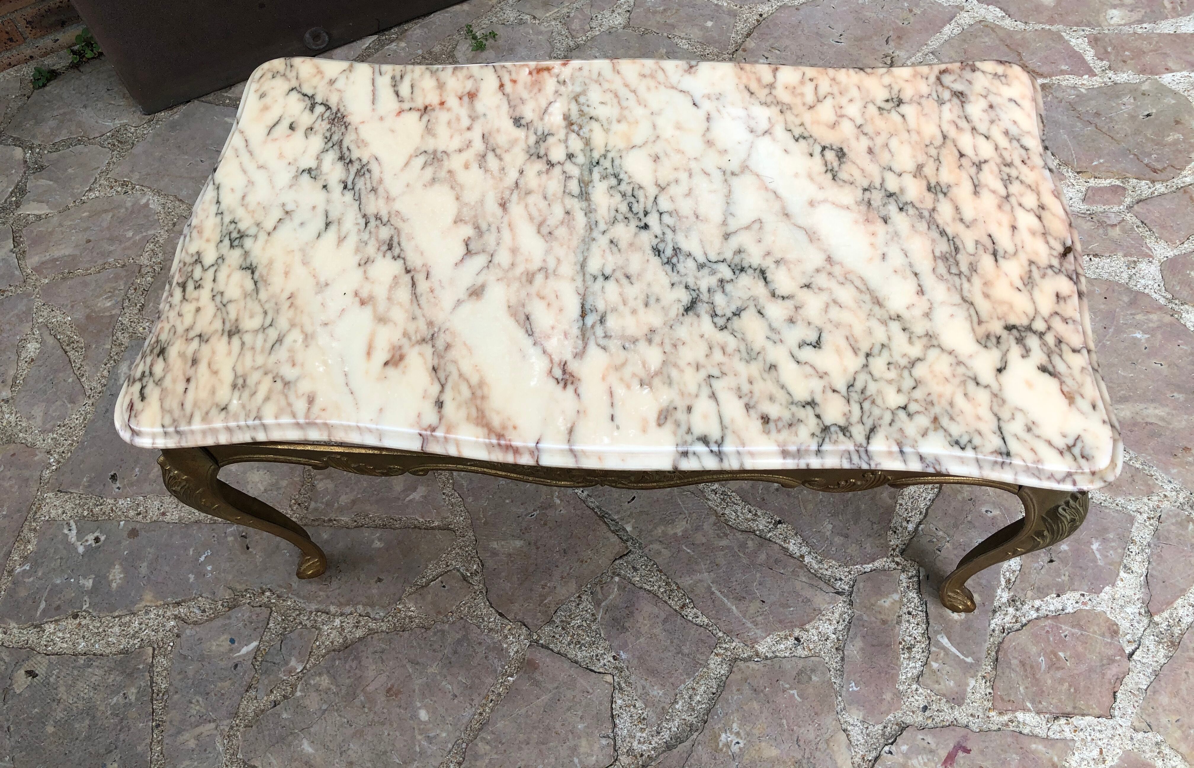 Gold bronze and marble coffee table