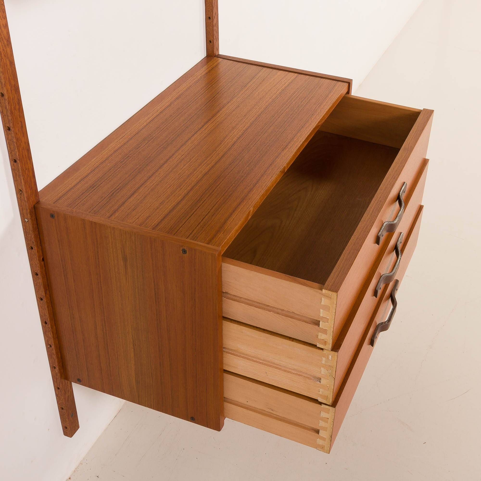 Scandinavian mid century wall unit in teak, 1960s