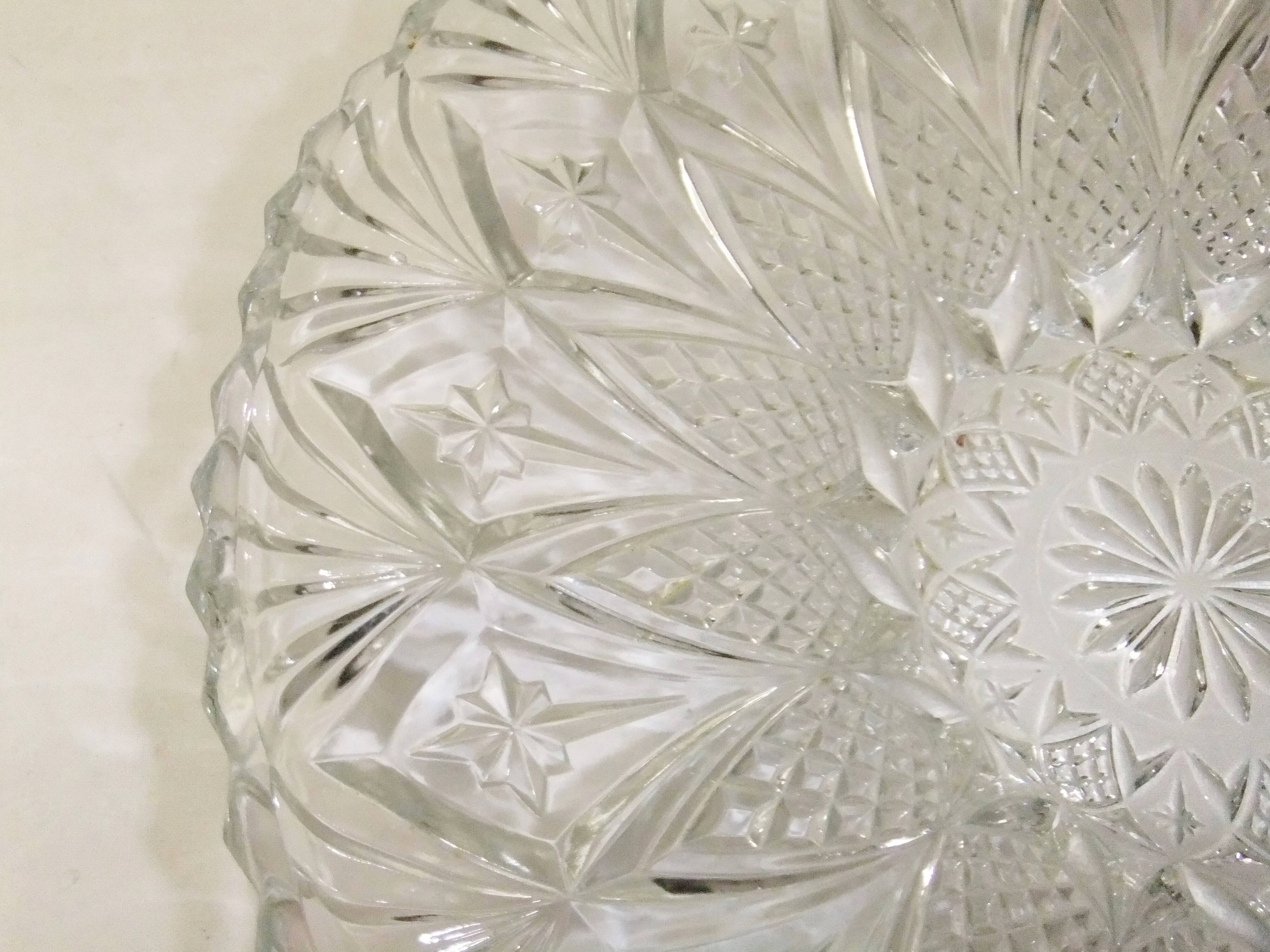Cut crystal fruit bowl basket centerpiece vintage dish 33cm
