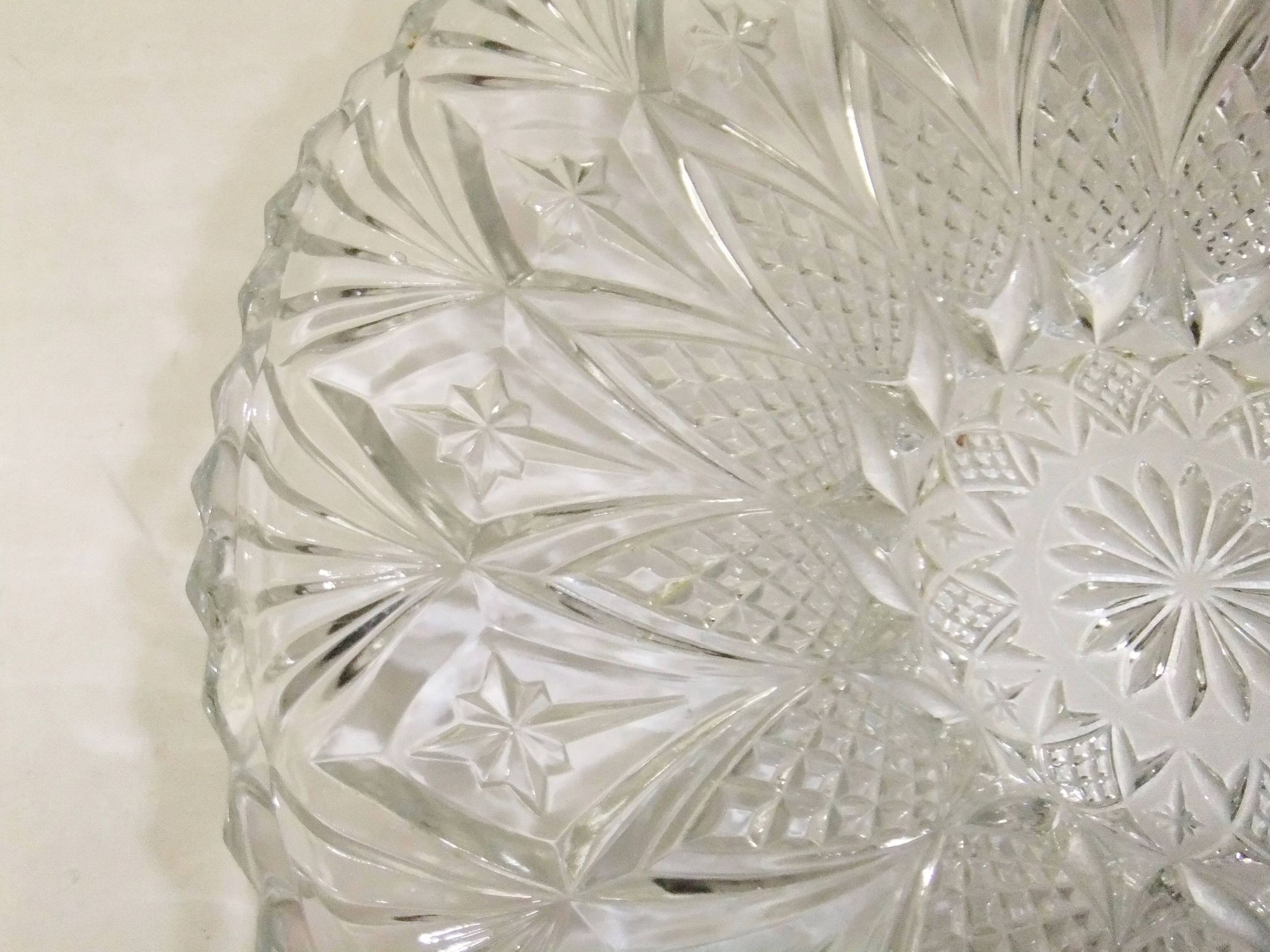 Coupe à fruits cristal taillé corbeille centre de table plat vintage 33cm
