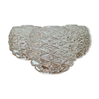 Set of 3 Vintage Cut Glass Round Clear Glass Patterned Replacement Shades