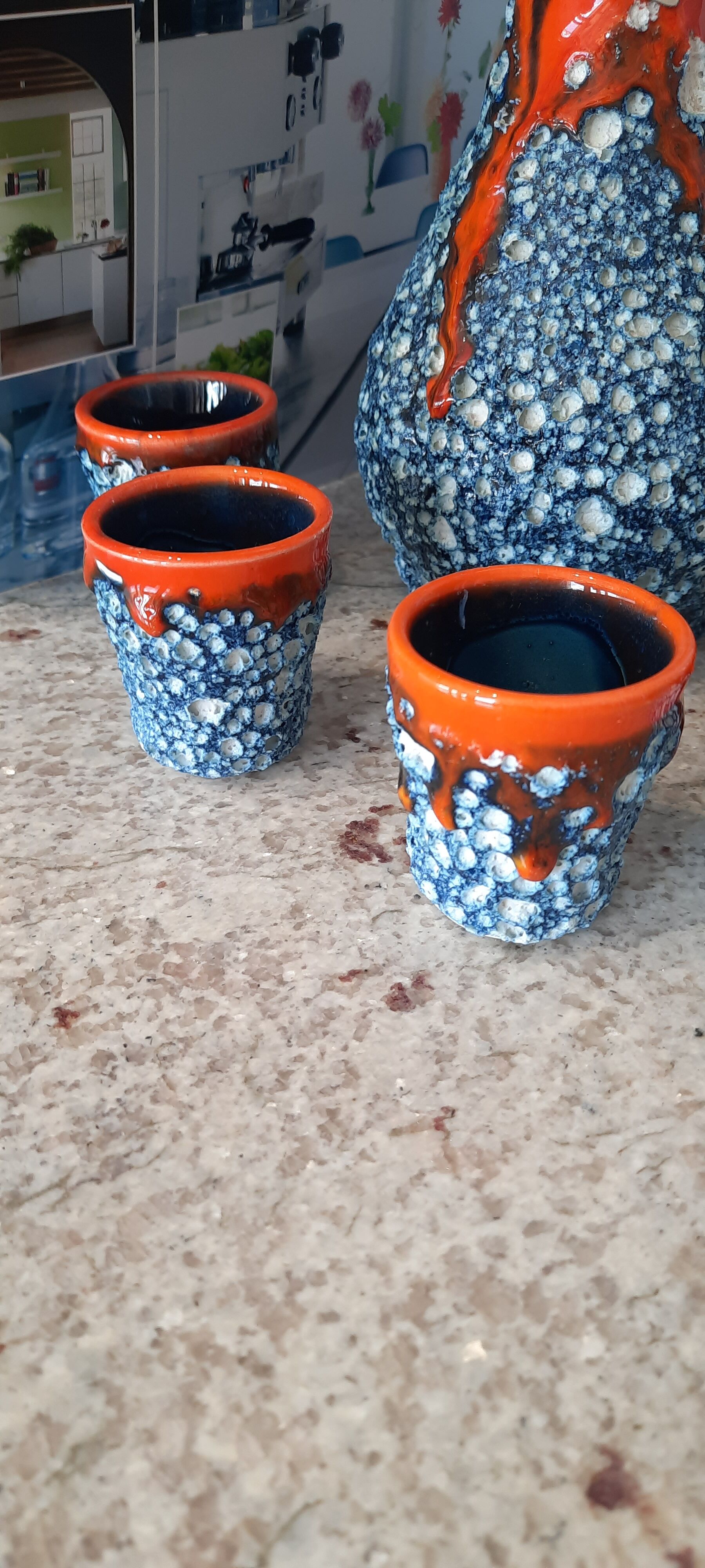 Vallauris sea foam ceramic liquor service