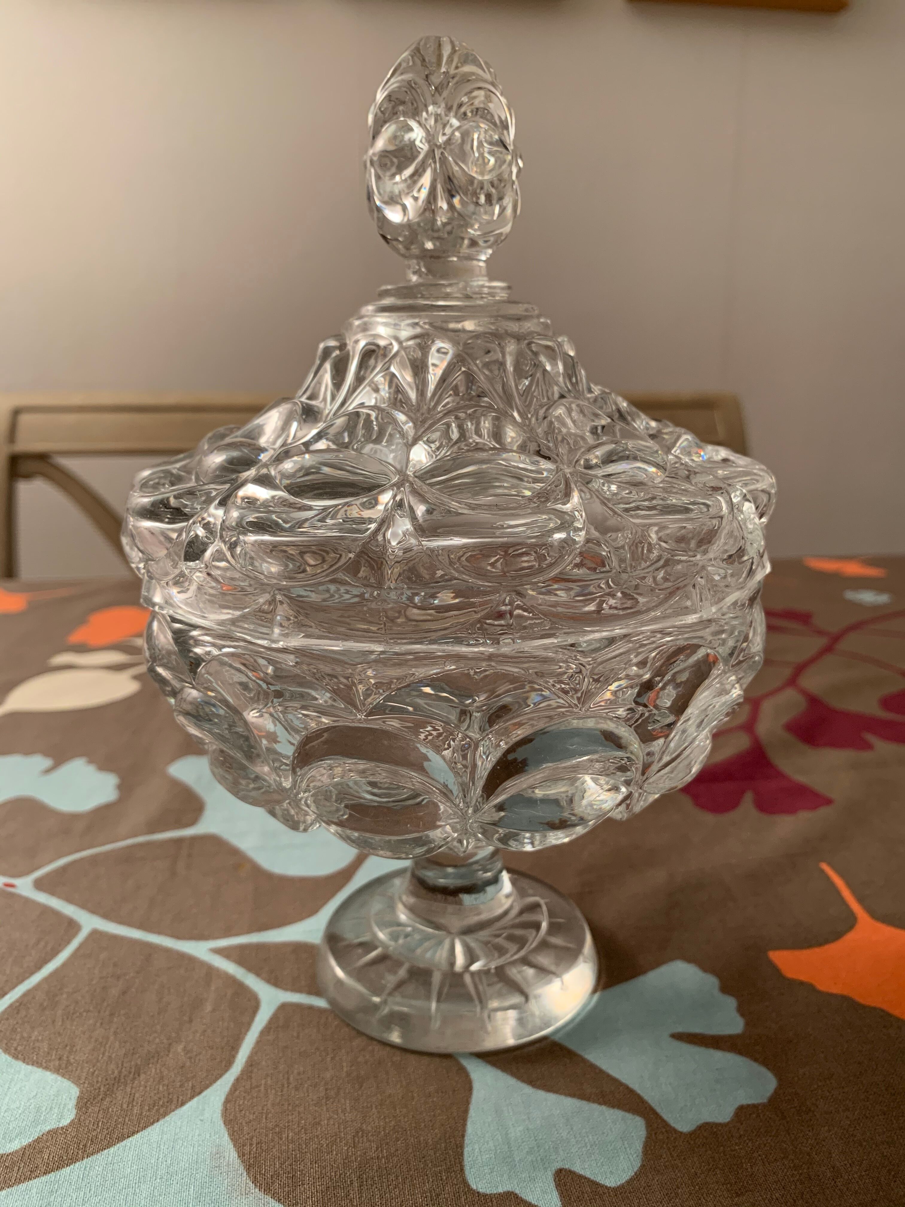 19th century molded crystal drageoir