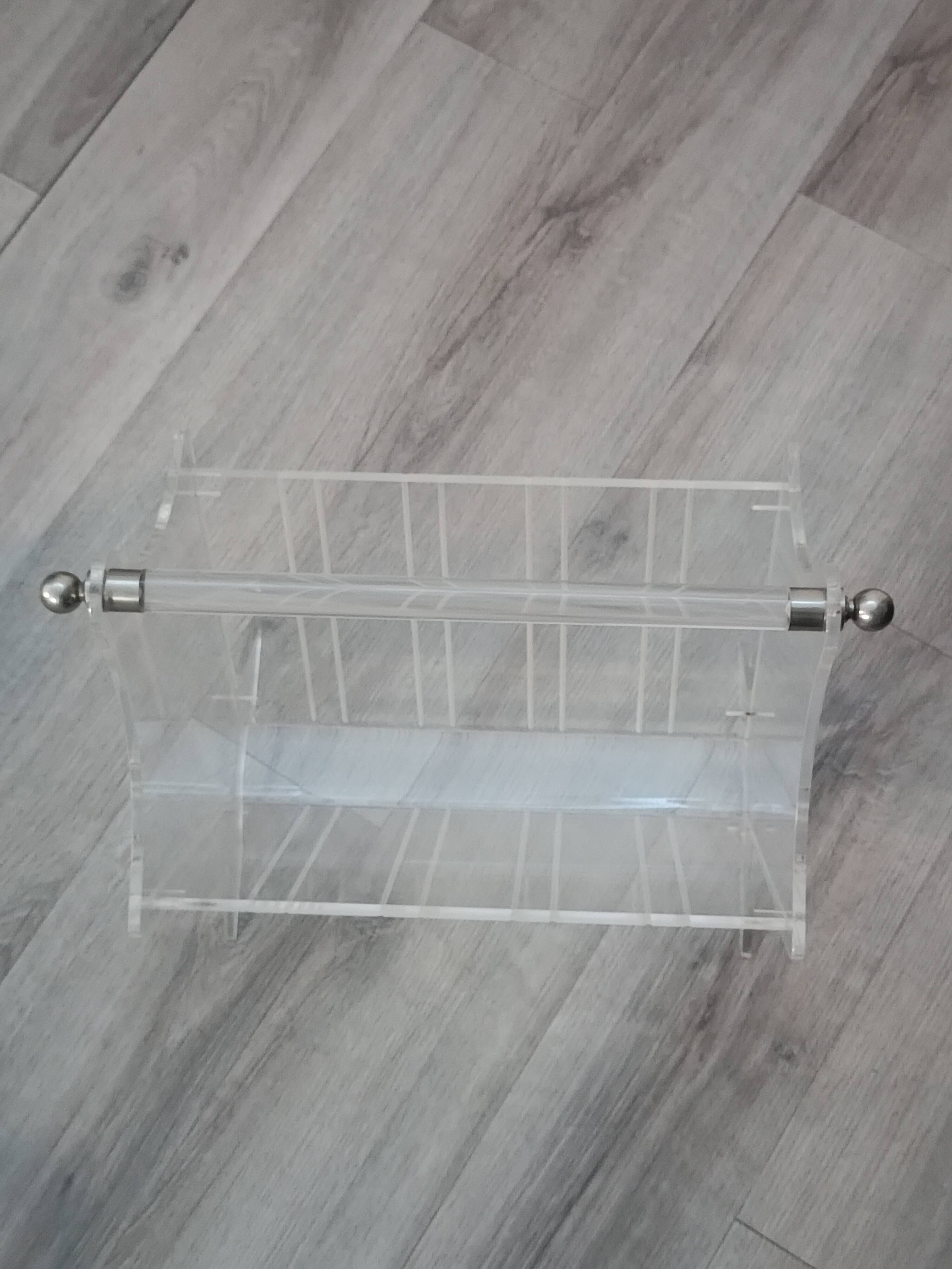 Vintage plexiglass magazine rack France 1980s