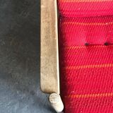 Set of mid-century red upholstered armchairs, 1960s Danish style.