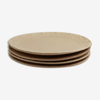 Set de 4 assiettes Blanca Grège mat L