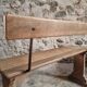 Vintage French wooden bench from the 1920s – Solid beech bench with backrest.