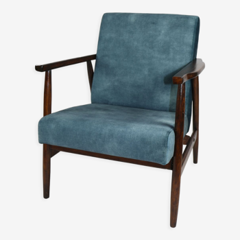 Vintage easy chair in blue chameleon, 1970s