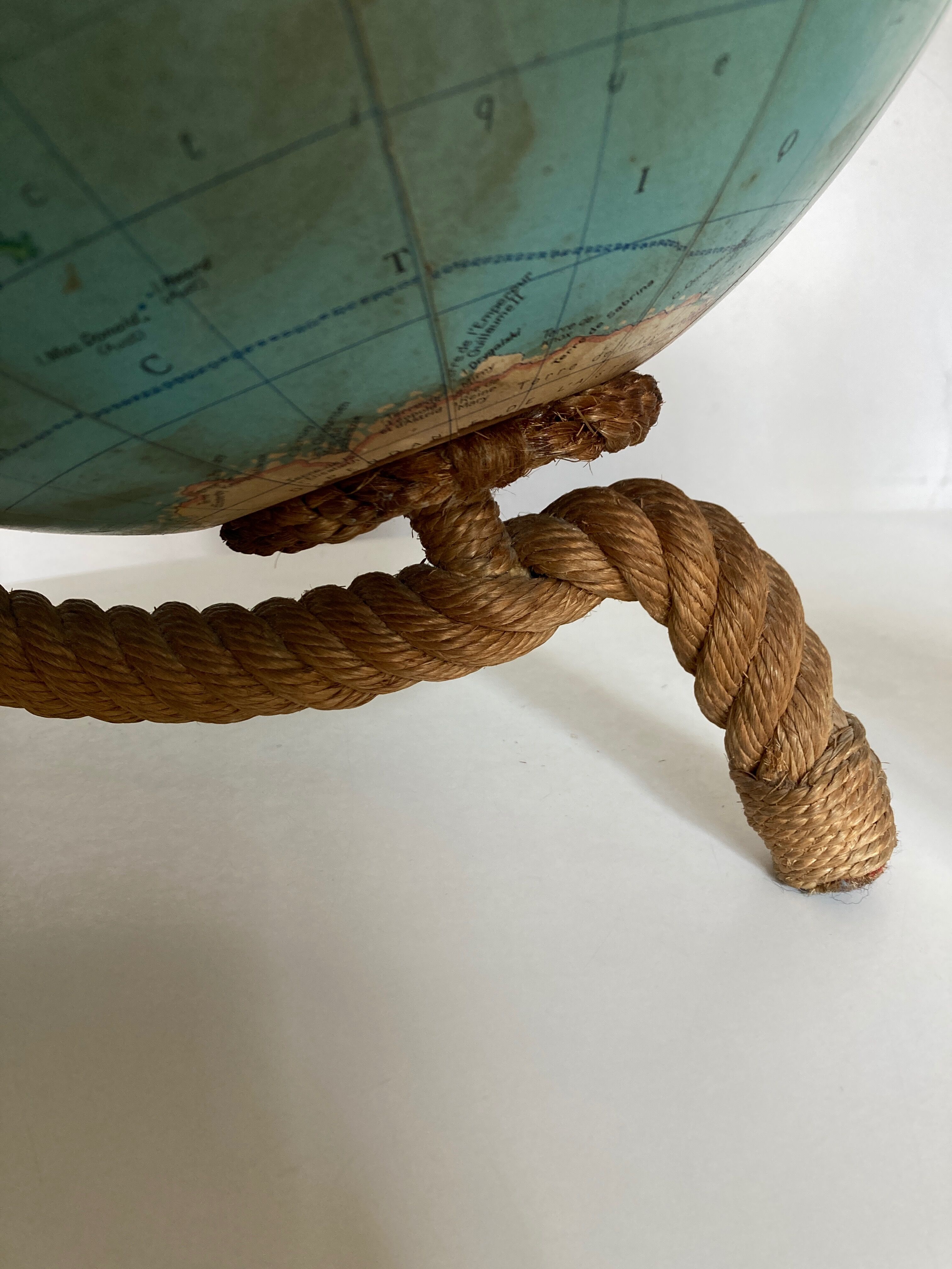 Lamp world map glass and rope 1960